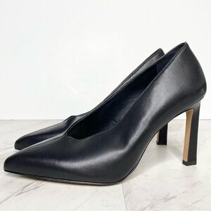 Vince Camuto Setenda Black Leather Pointed Toe Pump 9 1/2